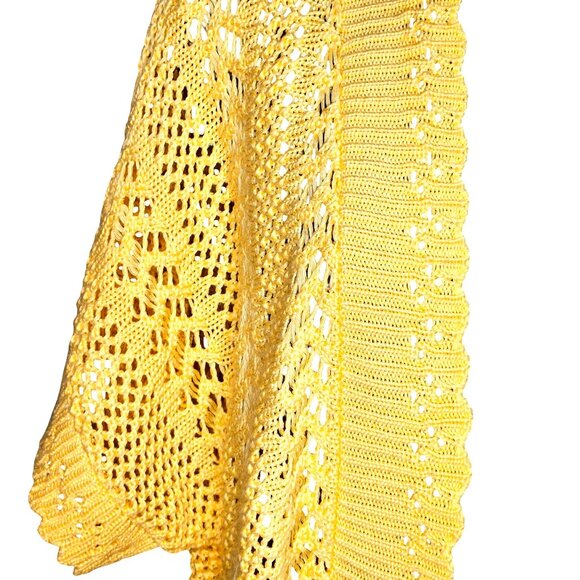 Womans Cato boho-chic butter yellow open knit pattern light weight cardigan 22/2 - Picture 2 of 11